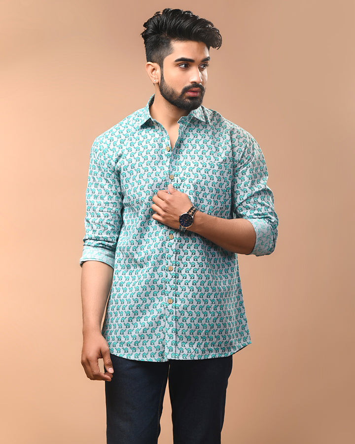 Exclusive Print full Sleeves Block Print Shirt(NDCOTFS06)