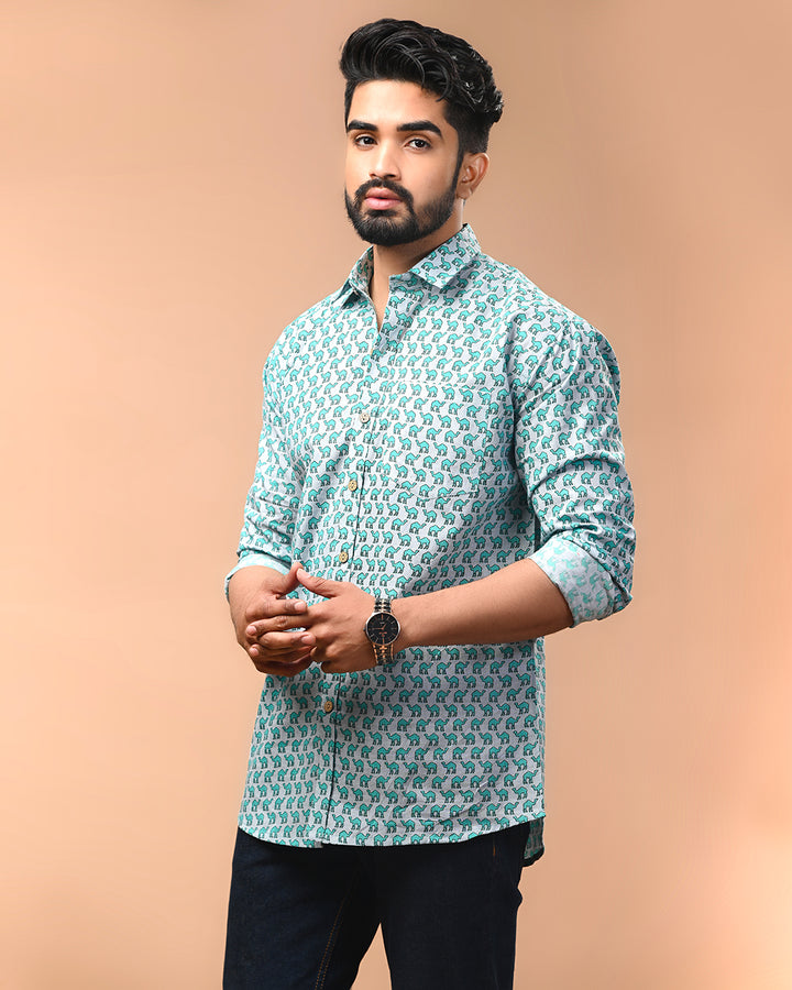 Exclusive Print full Sleeves Block Print Shirt(NDCOTFS06)