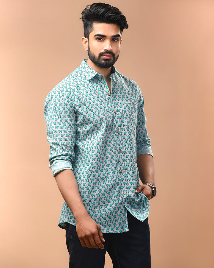 Exclusive Print full Sleeves Block Print Shirt(NDCOTFS06)