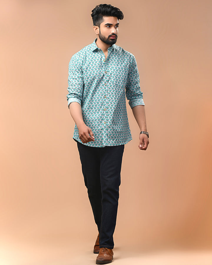 Exclusive Print full Sleeves Block Print Shirt(NDCOTFS06)