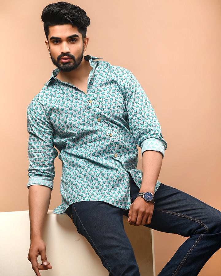 Exclusive Print full Sleeves Block Print Shirt(NDCOTFS06)