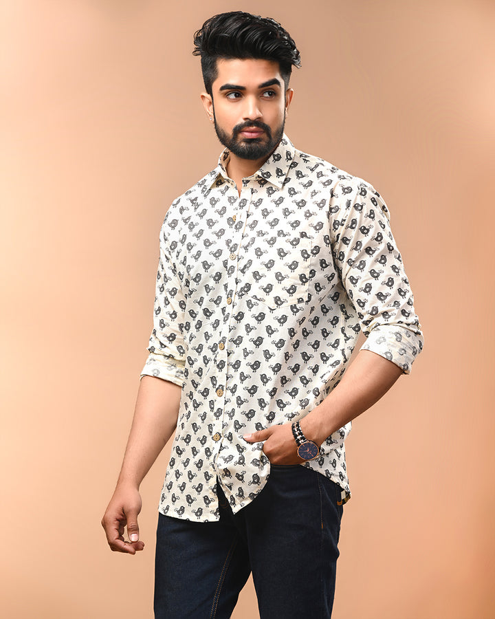 Exclusive Print full Sleeves Block Print Shirt(NDCOTFS02)