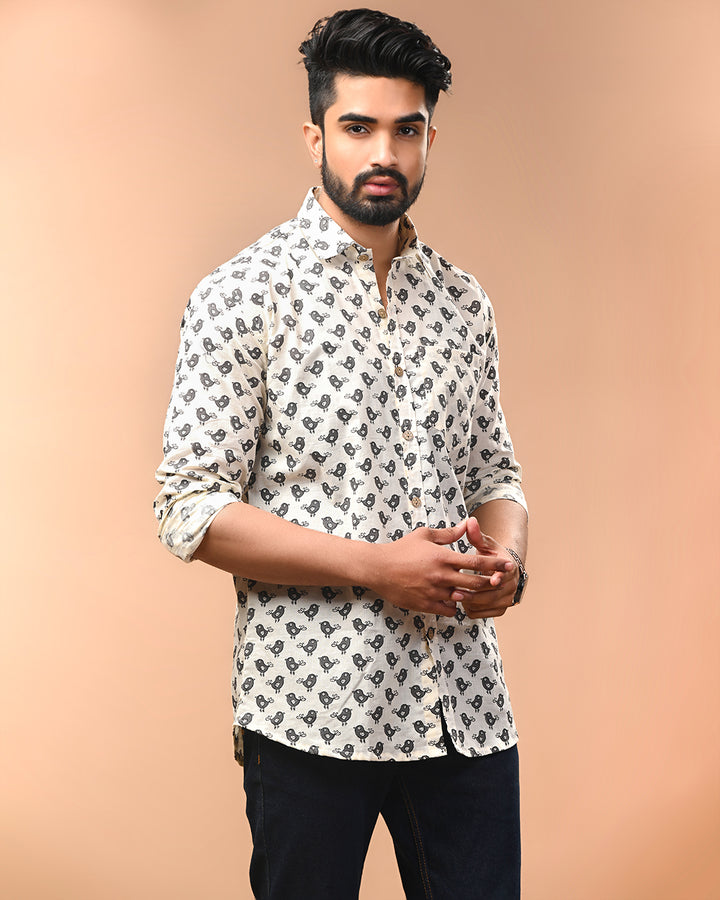 Exclusive Print full Sleeves Block Print Shirt(NDCOTFS02)