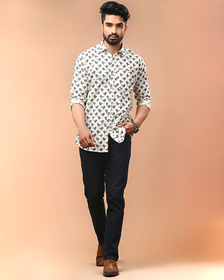 Exclusive Print full Sleeves Block Print Shirt(NDCOTFS02)