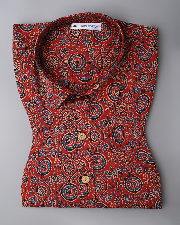 Traditional premium Half Sleeves Block Print Shirt(NDCOTHS08)