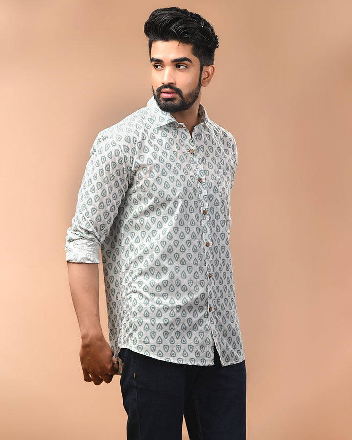 New Sanganeri exclusive Print full Sleeves Block Print Shirt(NDCOTFS16)
