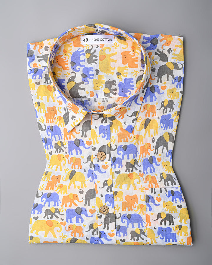 Traditional premium Half Sleeves Block Print Shirt(NDCOTHS09)