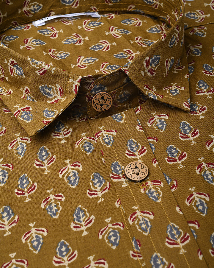 Traditional premium Half Sleeves Block Print Shirt(NDCOTHS10)