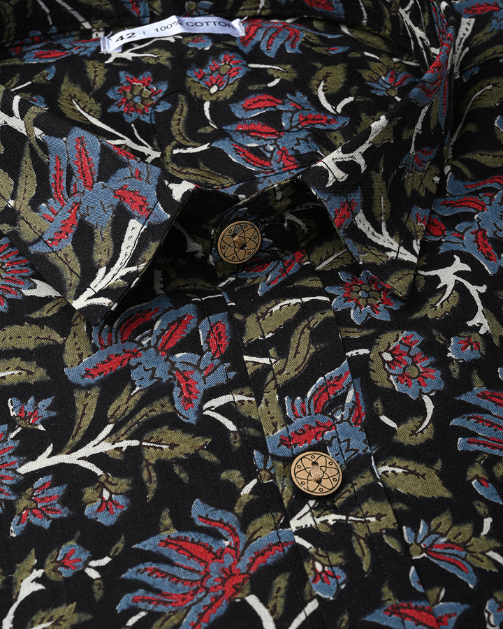 Traditional premium Half Sleeves Block Print Shirt(NDCOTHS12)