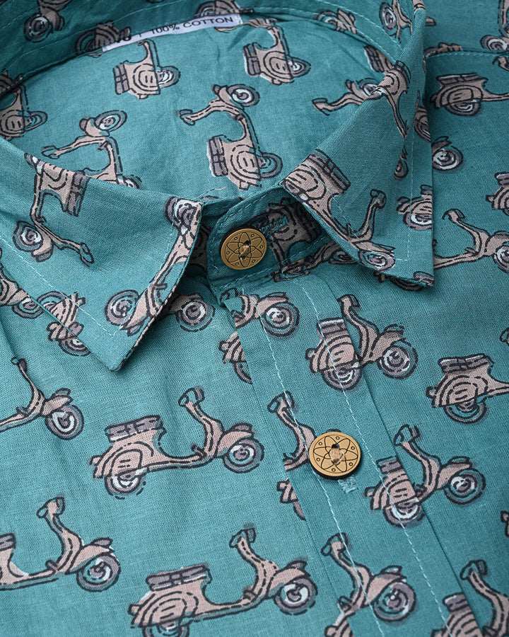Traditional premium Half Sleeves Block Print Shirt(NDCOTHS15)