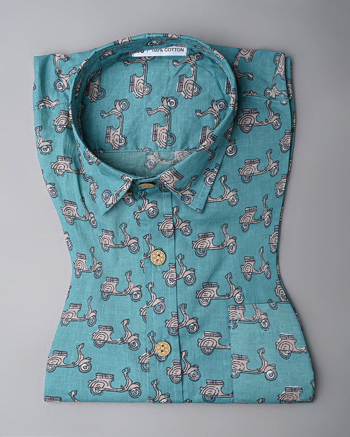 Traditional premium Half Sleeves Block Print Shirt(NDCOTHS15)