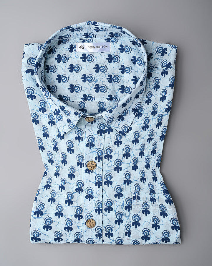 Traditional premium Half Sleeves Block Print Shirt(NDCOTHS13)