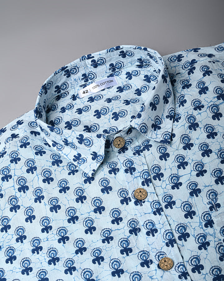 Traditional premium Half Sleeves Block Print Shirt(NDCOTHS13)