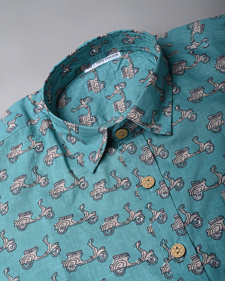 Traditional premium Half Sleeves Block Print Shirt(NDCOTHS15)