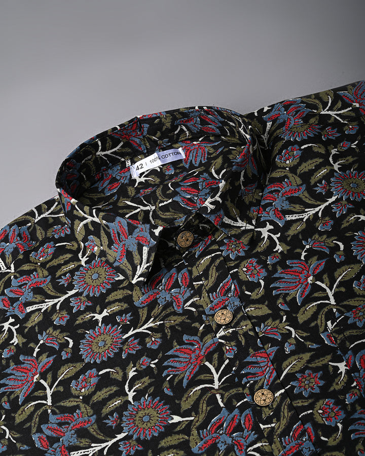 Traditional premium Half Sleeves Block Print Shirt(NDCOTHS12)