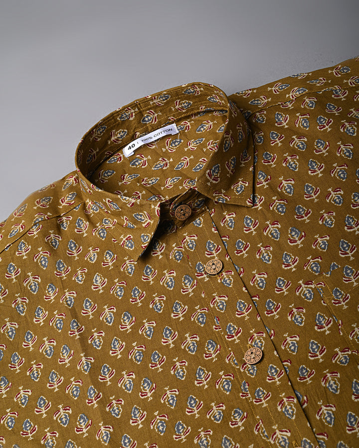 Traditional premium Half Sleeves Block Print Shirt(NDCOTHS10)