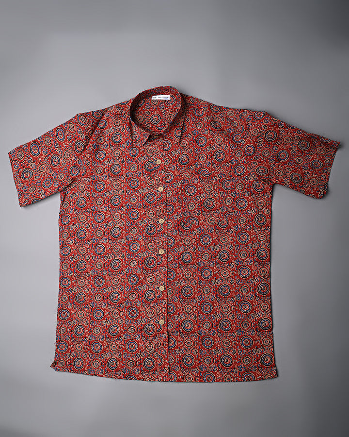Traditional premium Half Sleeves Block Print Shirt(NDCOTHS08)