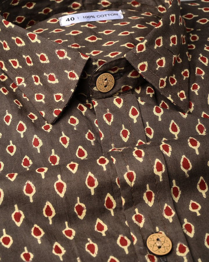 Traditional premium Half Sleeves Block Print Shirt(NDCOTHS05)