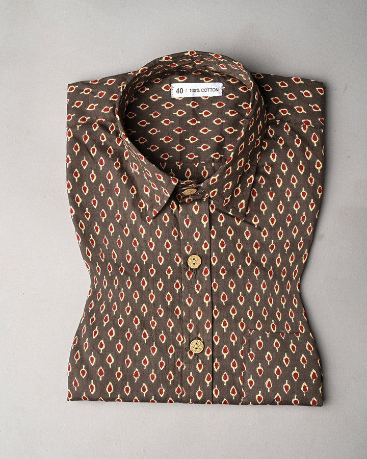 Traditional premium Half Sleeves Block Print Shirt(NDCOTHS05)