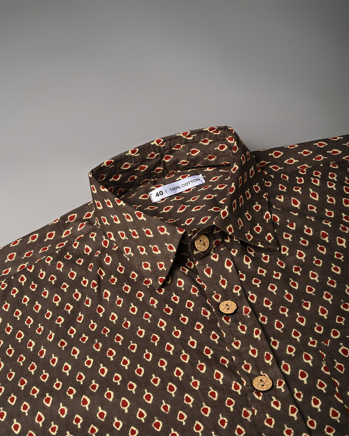 Traditional premium Half Sleeves Block Print Shirt(NDCOTHS05)