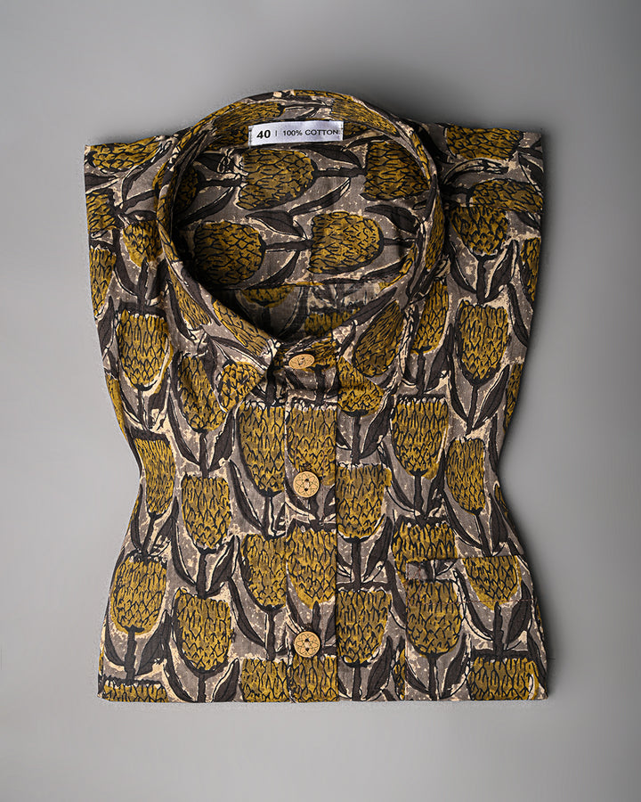New Sanganeri exclusive Half Sleeves Block Print Shirt( NDCOTHS02)