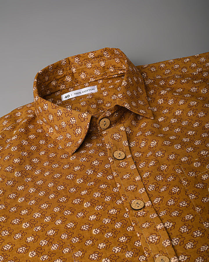 New Sanganeri exclusive Half Sleeves Block Print Shirt(NDCOTHS03)