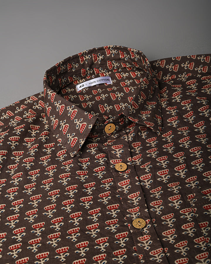 New Sanganeri exclusive Half Sleeves Block Print Shirt(NDCOTHS01)
