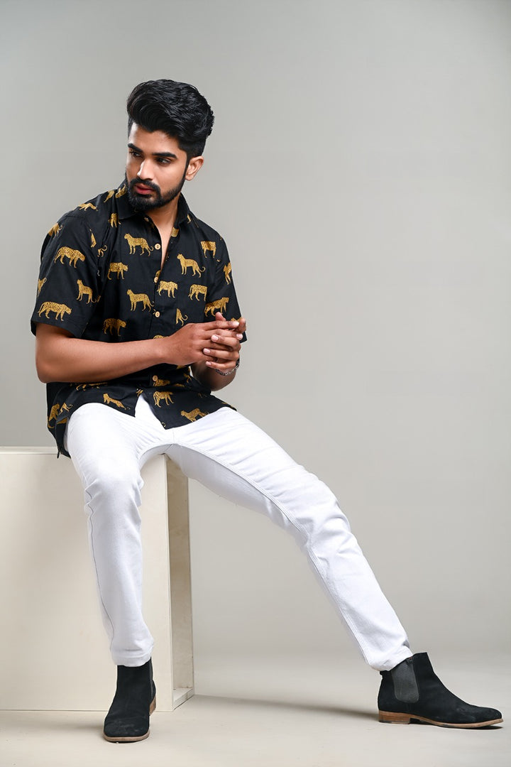 Traditional designed Half Sleeves Block Print Shirt(NDCOTHS14)