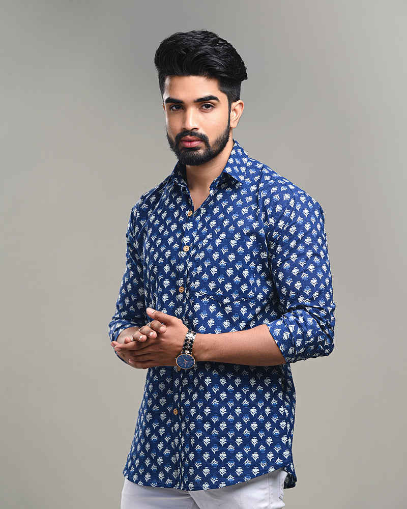 New Sanganeri premium Print full Sleeves Block Print Shirt(NDCOTFS14)