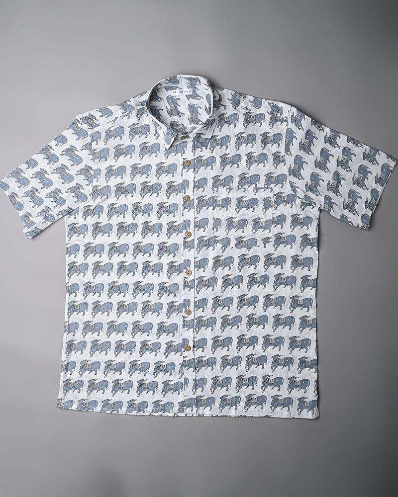 Traditional premium Half Sleeves Block Print Shirt(NDCOTHS11)